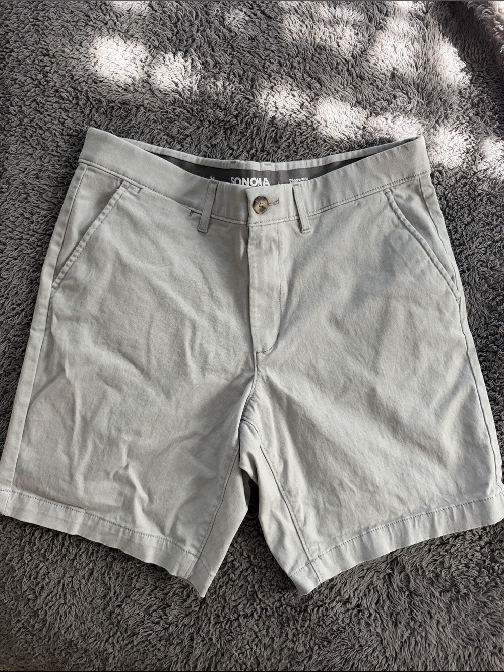 Sonoma Men's Light Gray Flat-Front Chino Shorts